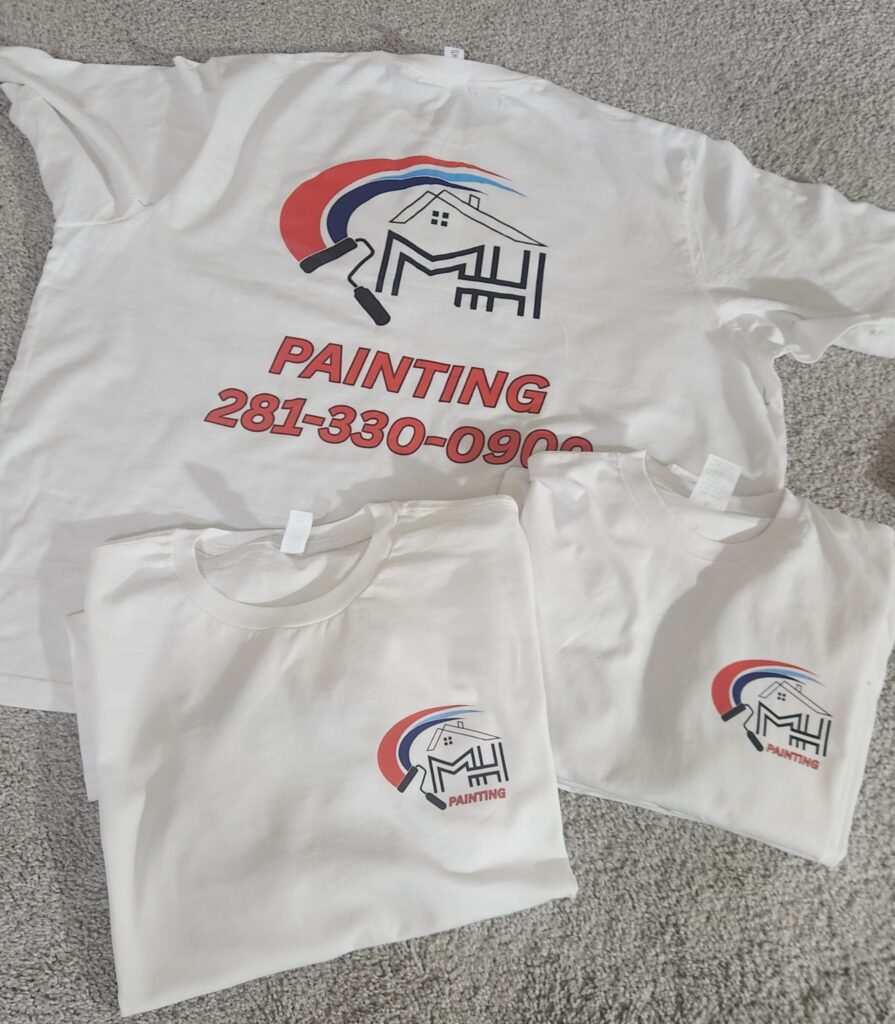 White team shirts with MH Painting logo