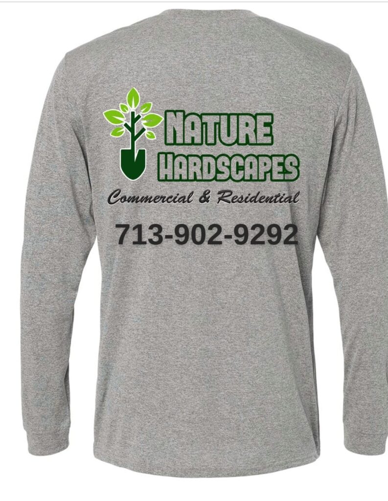 Gray long-sleeve Nature Hardscapes back print