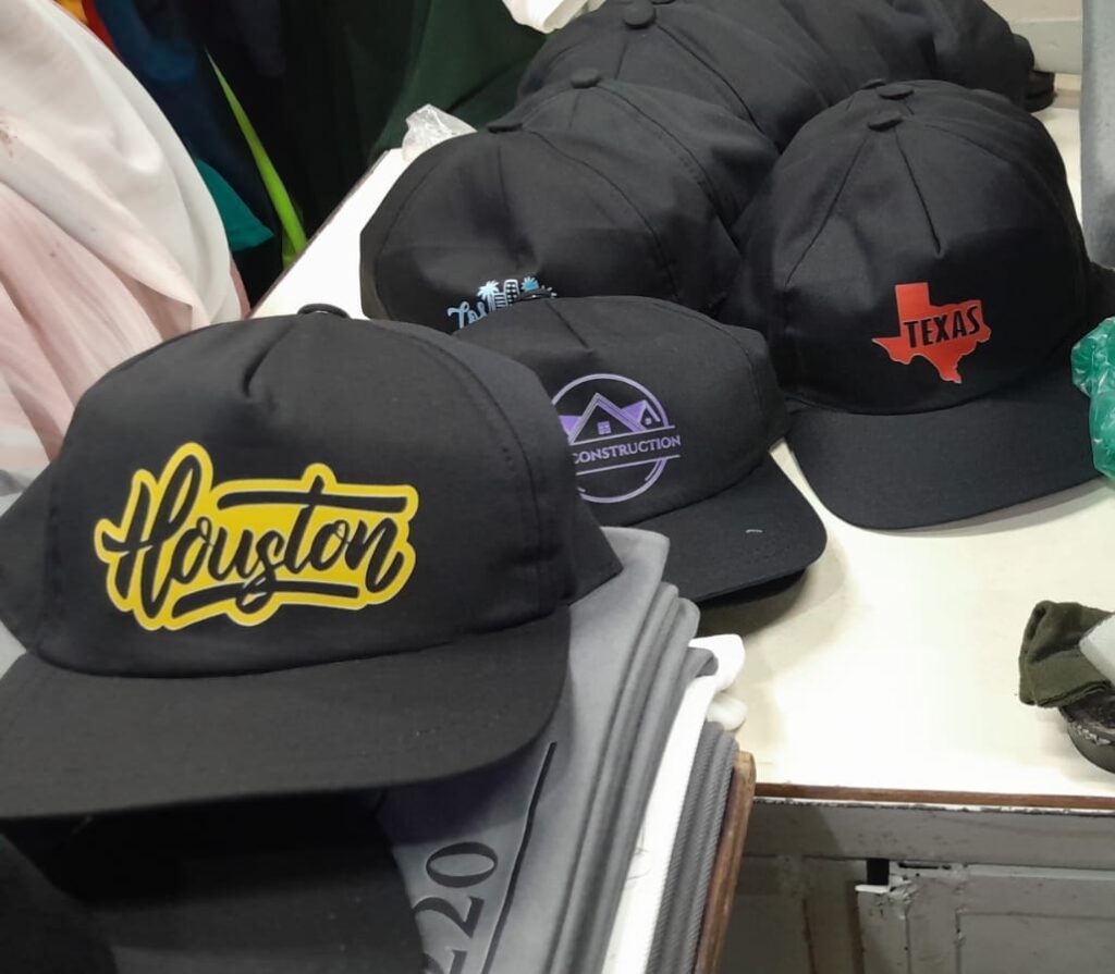 Assorted custom embroidered Houston caps
