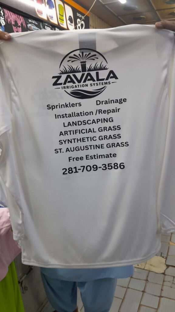 Zavala Irrigation Systems white custom shirt