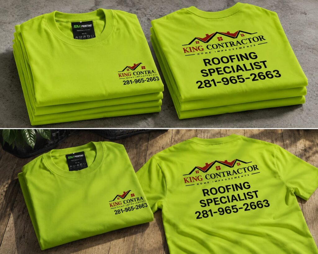 King Contractor high-visibility front and back shirts