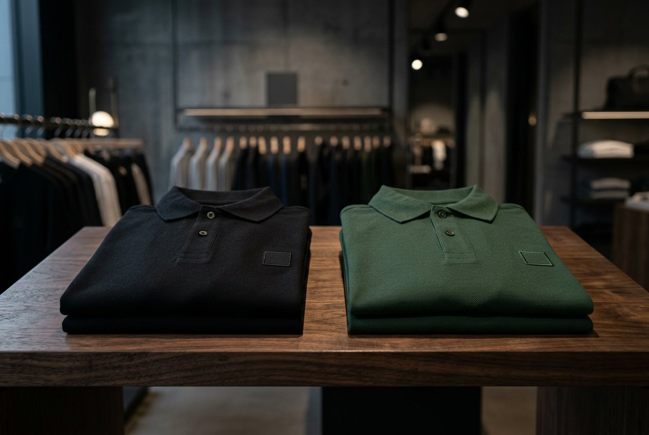 Folded custom business polo shirts